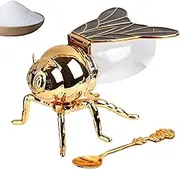 Seasoning Container - Bee-Inspired Honey Pot With Spoon, Decorative Honey Container With Lid | Unique Bee-Shape Syrup, Crystal Jar For Kitchen Use