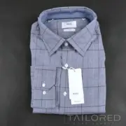 NWT - BRAX Blue Plaid Check Cotton Mens HI-FLEX Casual Dress Shirt - XXL 2XL