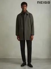 Reiss Dark Green Logan Hybrid Removable Funnel Neck Overcoat (B52673) | $610