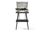 Crosley Cruiser Bluetooth Portable Turntable - White Sands + Crosley Entertainment Stand Bundle