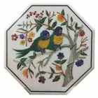 13'' antique white Marble coffee Center Table Top bird Inlay lapis wall panel