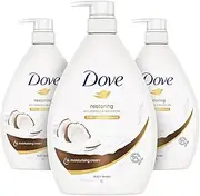 DOVE Body Wash Restoring 1L x 3 Pack, Mild and Gentle formula, with Coconut & Almond Oils