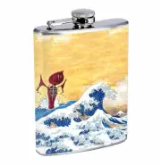 Flask Pan Asian Pop 01R 8oz Stainless Steel Hip Drinking Whiskey