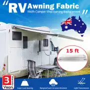 Awning Fabric 15ft Roll out Camper Vinyl Awning Replacement for Motorhome AU