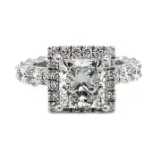 4.00 ct G VS1 IGI Princess Cut Lab Created Diamond Halo Eternity Engagement 14K
