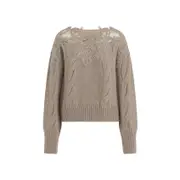 [Ermanno Scervino] Ermanno Scervino-Beige Virgin Wool Pullover-Donna 42 IT