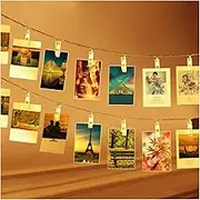 BETUS 10 Ft 20 LEDs Photo Clips String Lights - Battery Powered Fairy Twinkle Light with Clips for Hanging Photos Pictures Cards & Artwork, Decorate for Bedroom Home(Warm White)