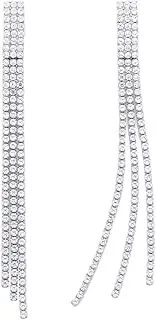 [QUKE] Chandelier tassel earrings, cubic zirconia crystal, long drop dangle necklace, pierced earrings for women and girls