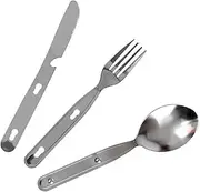 Mipcase 1Set Camping Tableware Premium Stainless Steel Fork and Spoon Compact Reusable for Hiking Climbing BBQ and Outdoor Activities