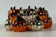 Bath & Body Works 3.25" Pumpkin Patch 3-wick Candle Holder Metallic Orange Gold