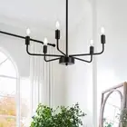 Matte Black Chandelier Modern Farmhouse Candle Ceiling Light Contemporary 5 L...