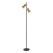 Verik Brass Black Twin Lights Mid Century Modern Floor Lamp