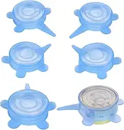 6 Pack Pet Food Can Cover Stretchable 1 Fit 3 Universal Size Silicone Can Lids for Dog and Cat Food Can Blue (Blue)