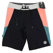 VOLCOM Astropop Mod 19 Board Shorts sz 29 Black Coral Teal Swim Trunks