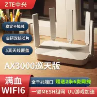 在飛比找Yahoo!奇摩拍賣優惠-路由器ZTE中興ax3000巡天版路由器千兆wifi6千兆端