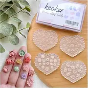 Flower Polymer Clay Molds - 4 Pcs Floral Polymer Clay Molds for Jewelry Making, Miniature Clay Molds, Polymer Clay Molds for Polymer Clay Earrings (Substitute Polymer Clay Cutters) (4PCS)