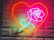 Flower Love Rose Heart Acrylic 14" Neon Light Sign Lamp Beer Pub Gift Bar Decor