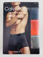 3-Pack Calvin Klein Men’s Microfiber Stretch Boxer Brief Navy, Red, Grey - Large