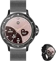 [Aliwisdom] Smart Watch for Women, 1.2" Round HD Screen Smartwatch waterproof Fitness Tracker Sport Watch with Bluetooth calls and texts and Whatswapp Reminder for iPhone Android (Black)