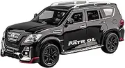 Scale Finished Model Car 1:24 for Nissan Patrol Off-Road SUV Alloy Diecast Vehicle Collectible Iron Culture Collectible Model Car Miniature Replica Car(Black)