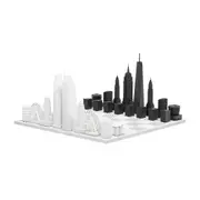 SKYLINE CHESS Chess Set Acrylic New York vs Los Angeles Edition with Marble Hatch Board in White at Nordstrom