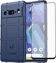 [Asuwish] Phone Case for Google Pixel 6 Pro with Tempered Glass Screen Protector Cover and Slim Thin Hard Mobile Film Cell Accessories Protective Pixel6Pro Pixel6 XL 6XL Pixle 6Pro 5G Women Men Blue