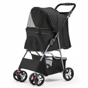 Stroller Dog Cat Cage Carrier Travel Pushchair Foldable Pram 4 Wheels