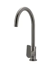 Meir Round Gooseneck Kitchen Mixer Tap with Paddle Handle - Shadow Gunmetal