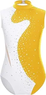 [FEESHOW] Gymnastics Leotards for Girls Sparkly Sleeveless Ballet Dance Bodysuit Figure Skating Outfits