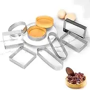 Guowall 9pcs Tart Rings Stainless Steel Cake Ring Square Rectangle Round Oval Shape Pastry Food Ring Nonstick DIY Baking Tools - Multi Shaped