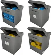 B+P YARNstashr™ 10.5 x 10.5 Yarn Storage Cubes 4-Pack-Cube Organizer Bins with Lid-Sturdy, Reversible and Ideal for Yarn Organization, Crochet Stuff, More! Foldable Fabric Storage Boxes for Crocheters