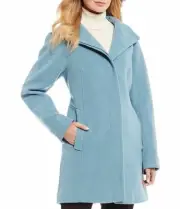 NWT Anne Klein Wool Blend Single Breasted Coat in Powder Blue 14 $199