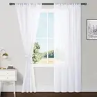 Sheer Curtains 84 Inches Long with Tiebacks, 42"W x 84"L (Pack of 2) White