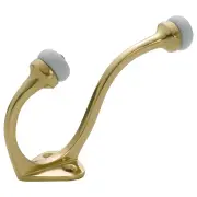 Porcelain Tip Hat &amp; Coat Hook, Pol Brass/White