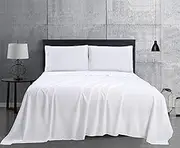 Sheet Set Bed Premium - White Sheet Set, 1200TC Ultra Soft Microfiber 4 Piece,Extra Deep Fitted Sheet & Flat Sheet & 2 Pillowcases, Breathable and Easy Care Australian Queen Size