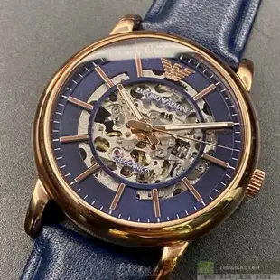 ARMANI手錶, 男女通用錶 42mm 玫瑰金圓形精鋼錶殼 雙面機械鏤空鏤空中三針顯示錶面款 AR00016
