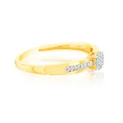 9ct Yellow Gold Diamond Cluster Ring with 33 Brilliant Cut Diamonds, Q