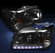 FOR 01-04 TOYOTA TACOMA DRL LED CRYSTAL HEAD LIGHTS LAMP W/CORNER SIGNAL SMOKE (for: Toyota)