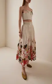 [Adam Lippes] Lovisa Rhododendron-Printed Cotton-Voile Maxi Skirt
