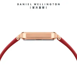 【Daniel Wellington】DW 手錶 Quadro Suffolk 29x36.5mm經典紅真皮皮革大方錶-玫瑰金框(DW00100453)