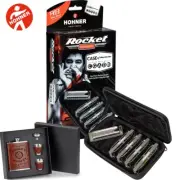 Hohner M20135XP 5-Pack Rocket Key of C,G,A,D,B Diatonic Harmonica w/ Case, Flask