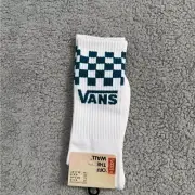 Vans Checkered Drop V Crew Socks Mens Womens 6.5-9 Navy Blue White Athletic New