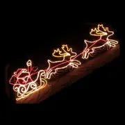 LED Santa on Sleigh Reindeer Rope Light