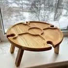 Wine Tray Compact Wide Application Foldable Outdoor Picnic Table Wood