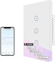 UseeLink Matter Smart Light Switch, Smart Switch, Alexa Light Switch, Works with Alexa, Applee Home, Sirii, Googlee Home and SmartThingss, Voice Control，Neutral Wire Required, 2.4GHz Wi-Fi (3-Way)