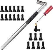 [Dr.Roc] Tire Valve Stem Puller Tools Set –1 x Valve Stem Installer, 20 x Brass and Ozone Resistant EPDM Snap-in Tire Valve Stem with Valve Cores (12 x TR412,8 x TR412), 1 x Valve Core Remover