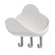 Soap Box Draining Case Wall Mount Holder Rack Plastic Home Decoration with 3 Hooks for Bathroom Toilet