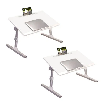 SOGA 2X 60X40cm White Small Laptop Bed Portable Foldable Study Table Adjustable