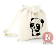 Cute Panda backpack holiday school college organic cotton day bag