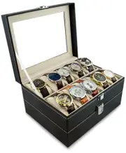 VENKON - 20 Watches Display Case with Glass Lid Sorting Box for Storage Presen